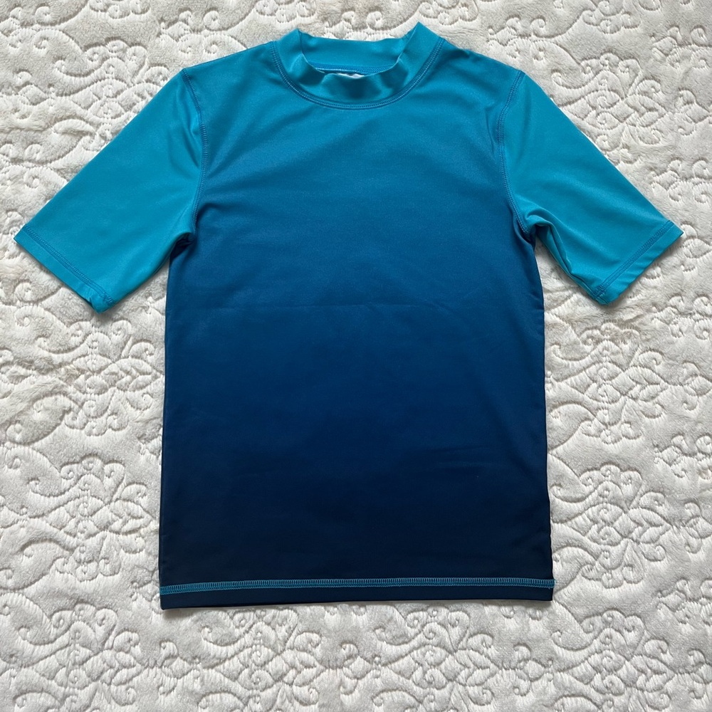 Cat & Jack Teal and Navy Kids Rash Guard size 8-10